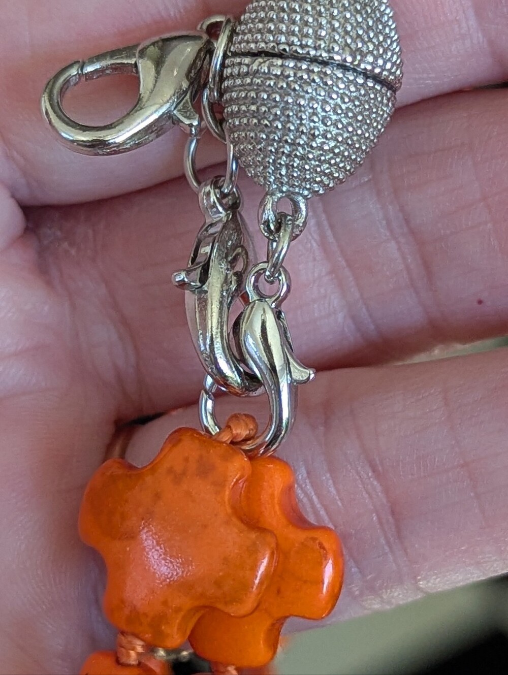 Katia Designs Orange Howlite Beaded Necklace with Crystal Pendants - Picture 7 of 8